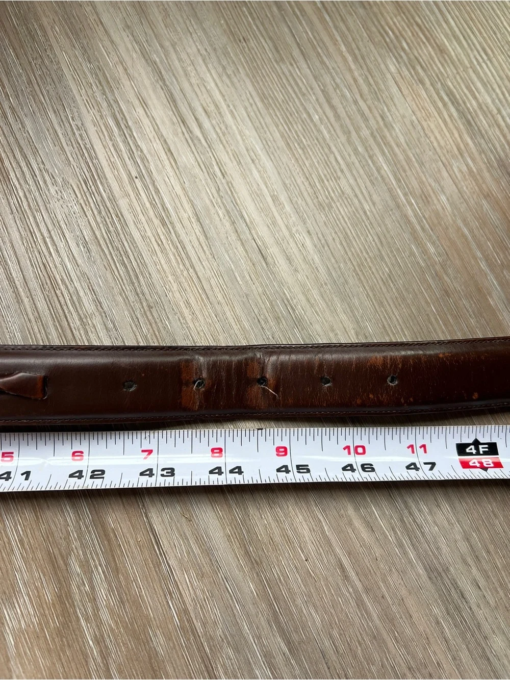 Vintage Full Grain Cowhide Leather Belt Solid Brass Buckle Size 43 men’s brown